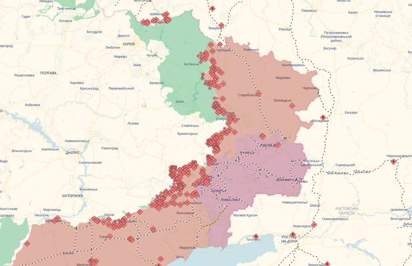За добу на фронті відбулося 166 бойових зіткнень, уражено важливий об'єкт противника: у Генштабі розповіли, де найгарячіше. Карта