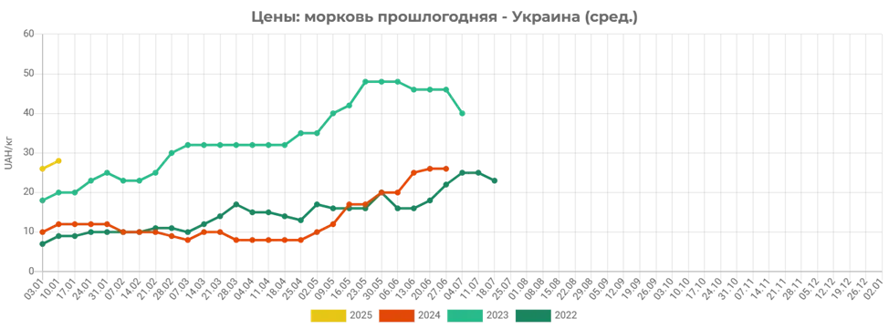 Морковь подешевела впервые с марта-2024