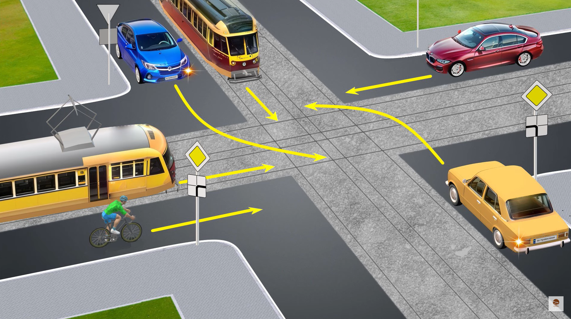 Хто проїде перехрестя третім? Тест на знання ПДР