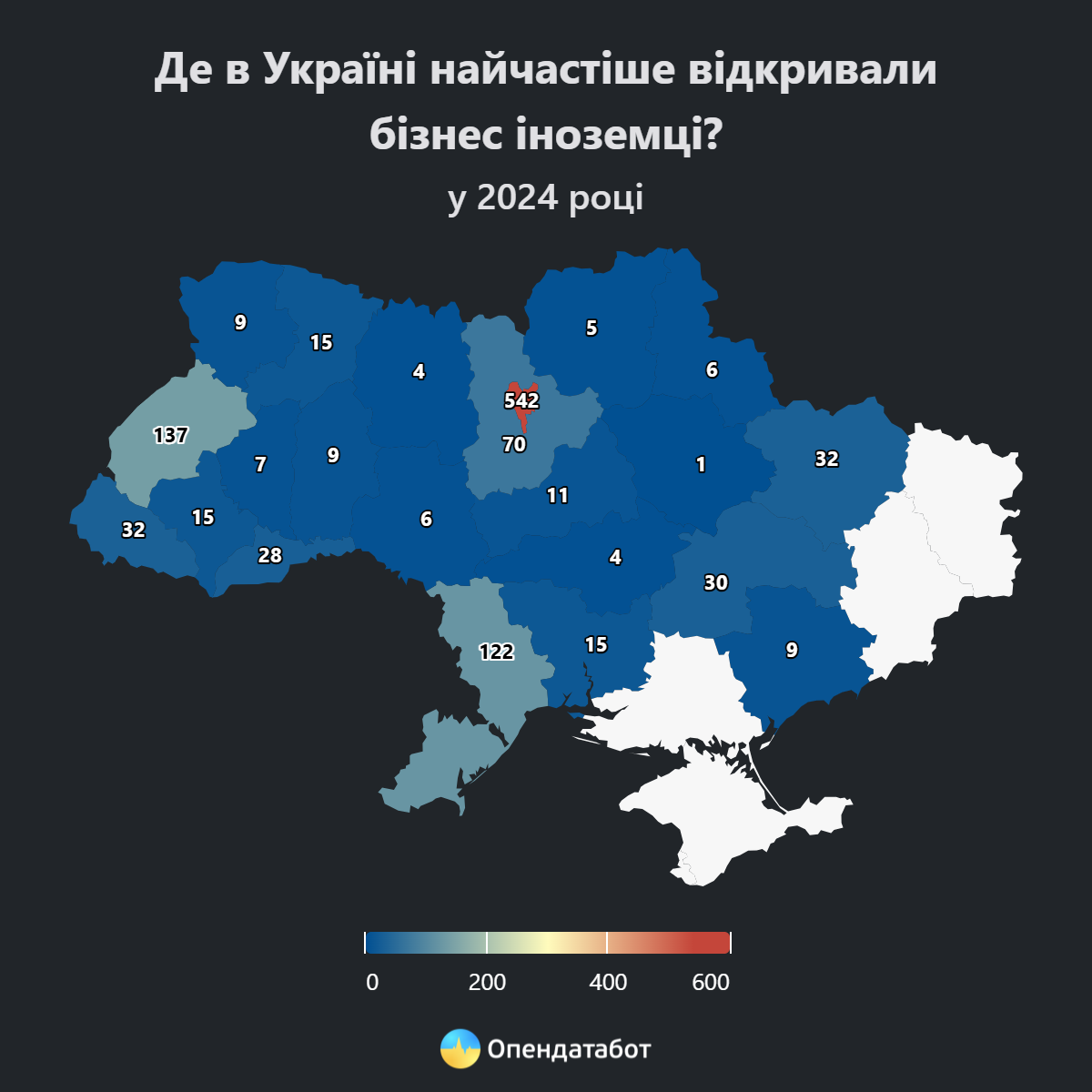 Где в Украине чаще всего открывали бизнес иностранцы в 2024 году