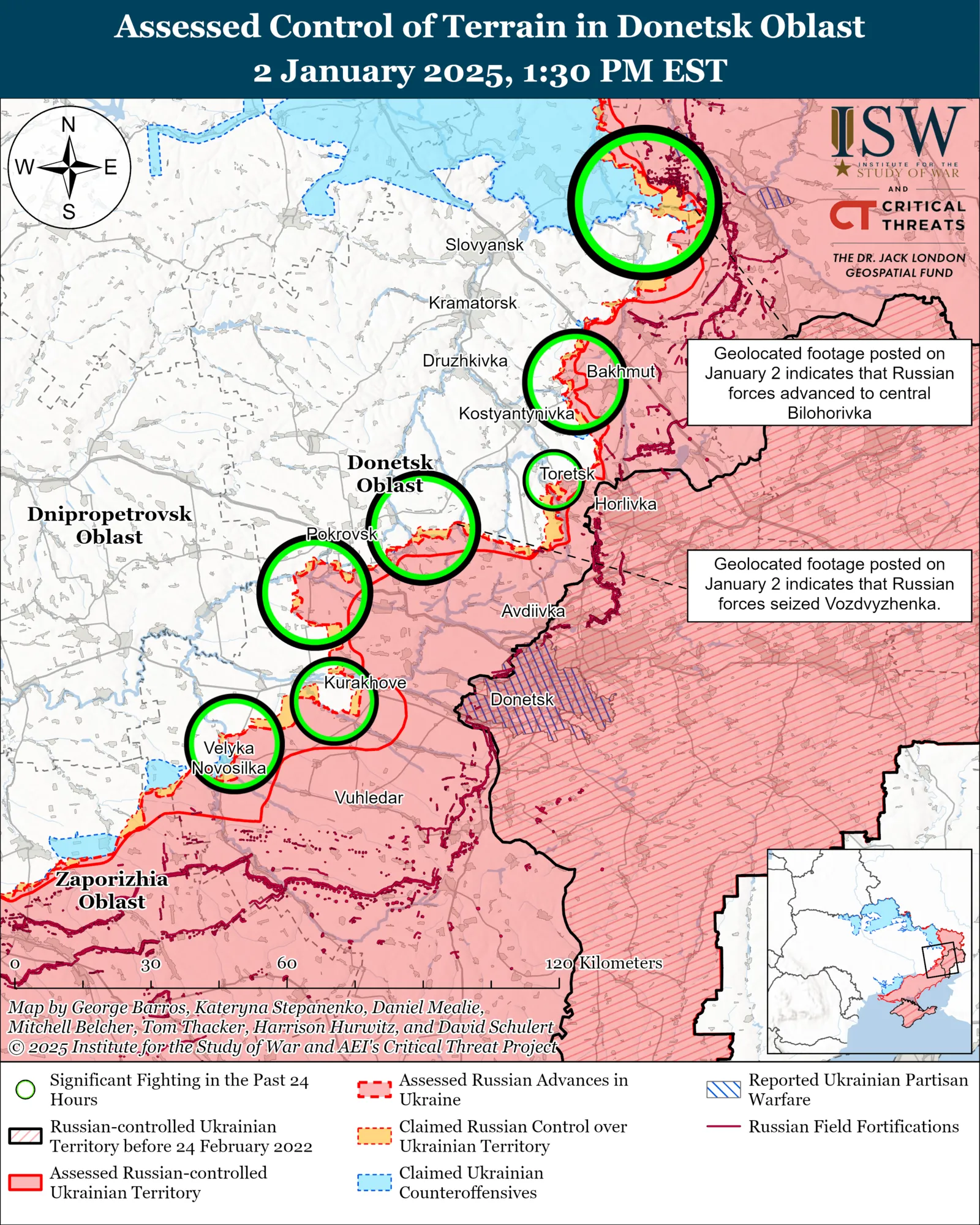 Российские войска продвинулись на ряде направлений в Донецкой области: в ISW оценили ситуацию и рассказали, где идут бои. Карта