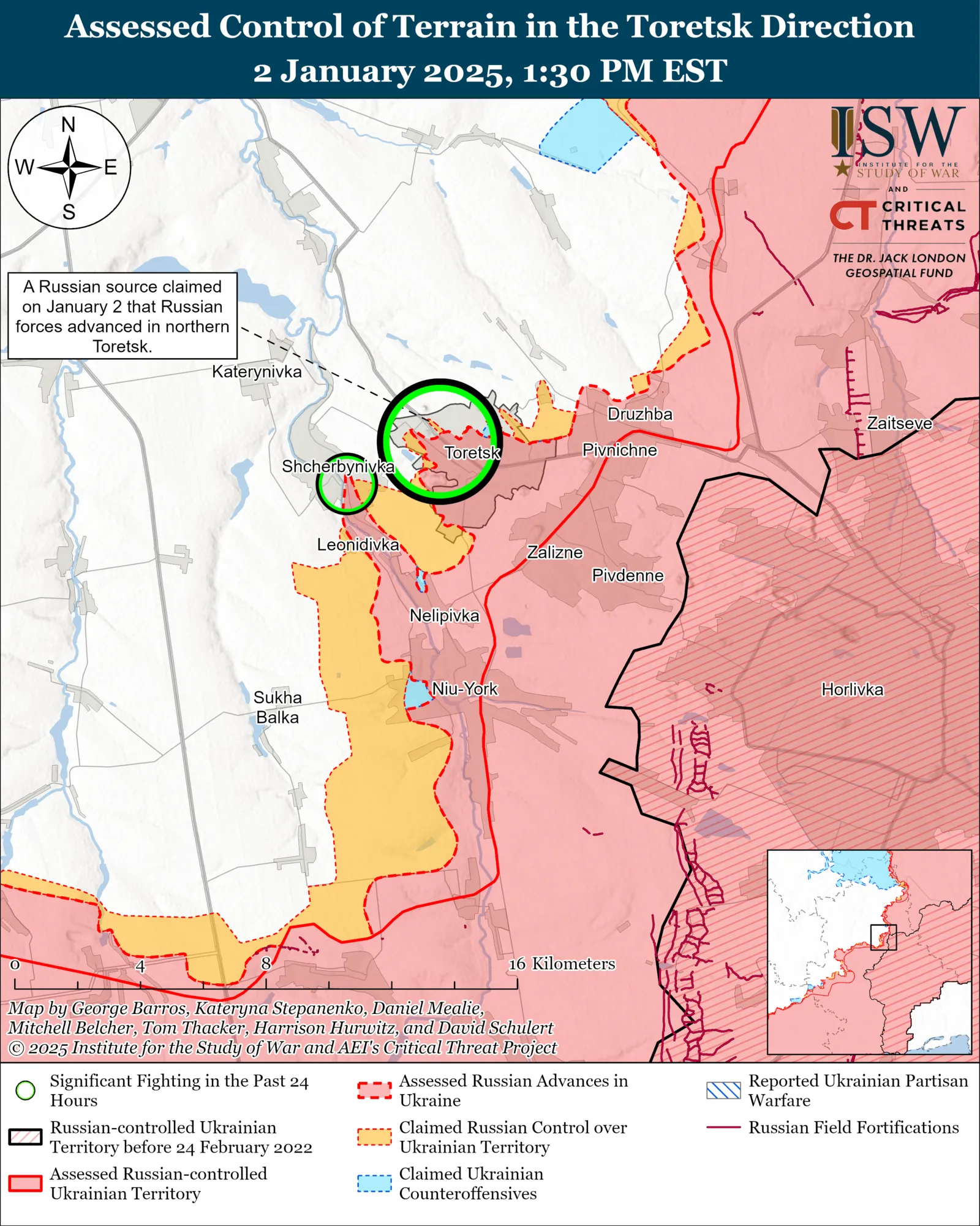 Российские войска продвинулись на ряде направлений в Донецкой области: в ISW оценили ситуацию и рассказали, где идут бои. Карта