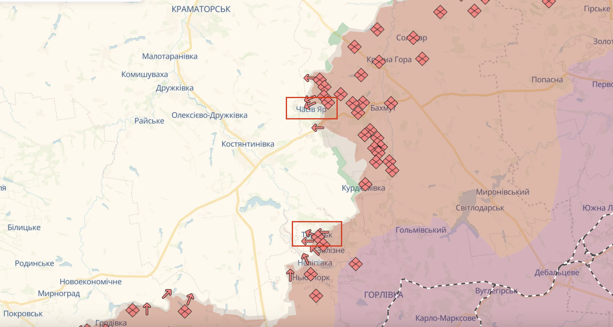 У Часовому Яру і Торецьку тривають міські бої: деталі