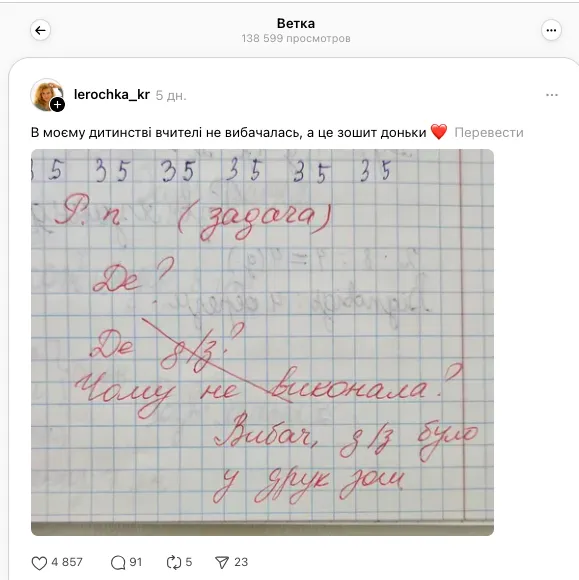 "В моем детстве учителя извинений не просили": сеть зацепила страница из тетради школьницы, где много текста красным цветом