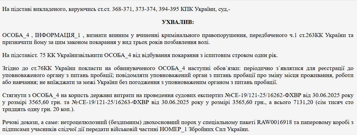 На Харьковщине судили мужчину, который нашел на заброшенных позициях оккупантов порох и разжигал им печь: чем все закончилось