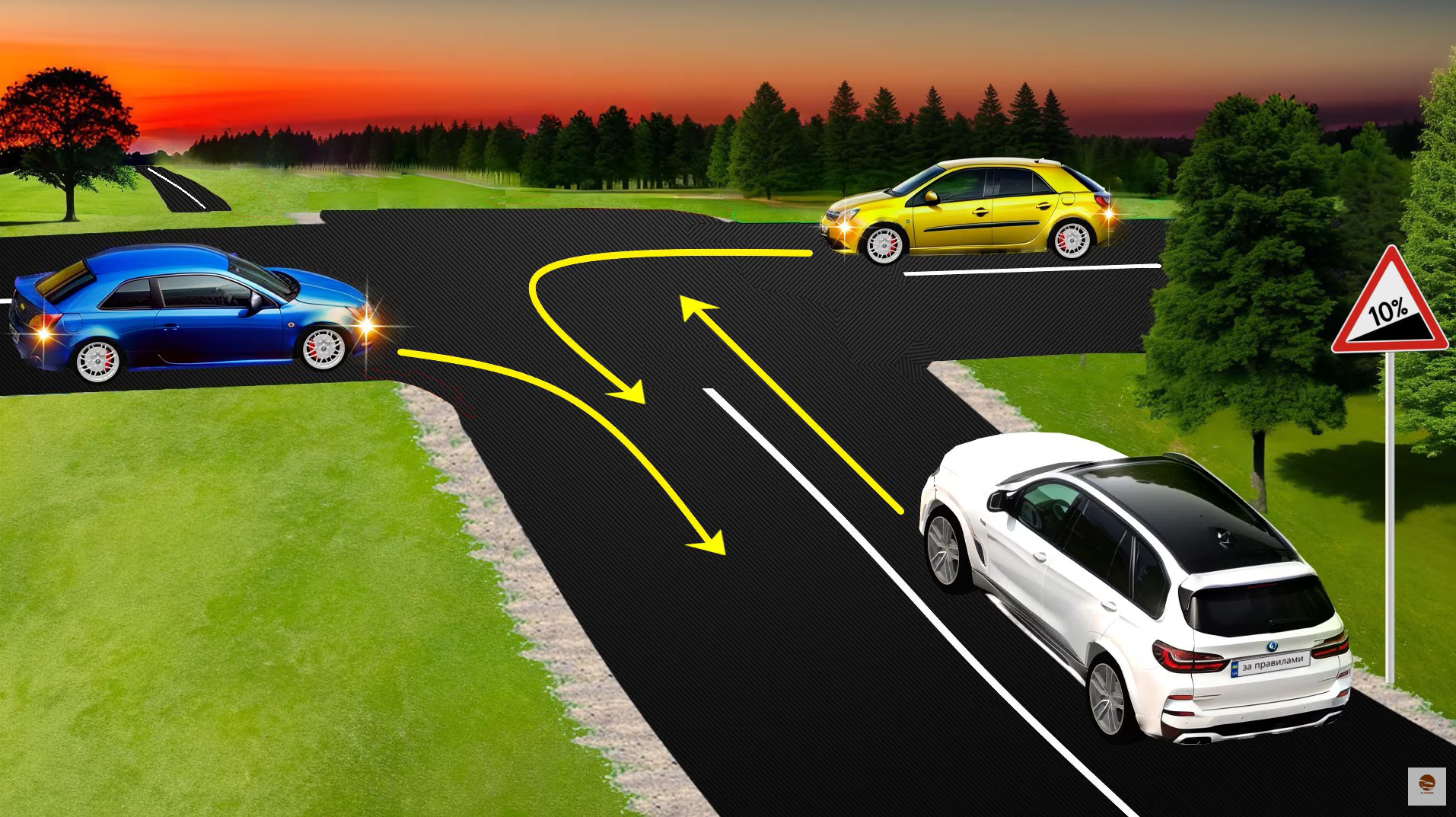 В каком порядке разъедутся авто? Тест на знание ПДД