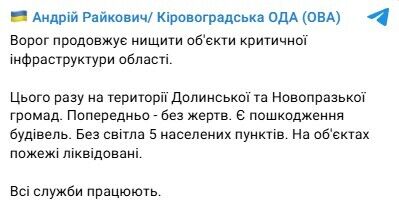 Росія обстріляла Кіровоградщину