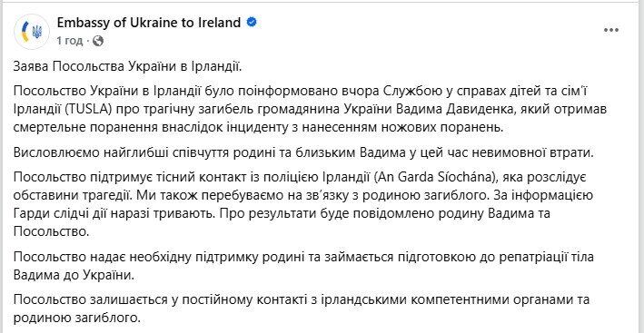 В Ирландии убили 17-летнего подростка из Украины, есть раненые: появились детали трагедии