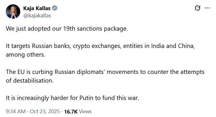 Євросоюз схвалив новий пакет санкцій проти Росії