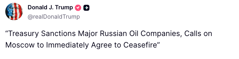 "Москва має погодитися на припинення вогню негайно": США запроваджують санкції проти великих нафтових компаній РФ