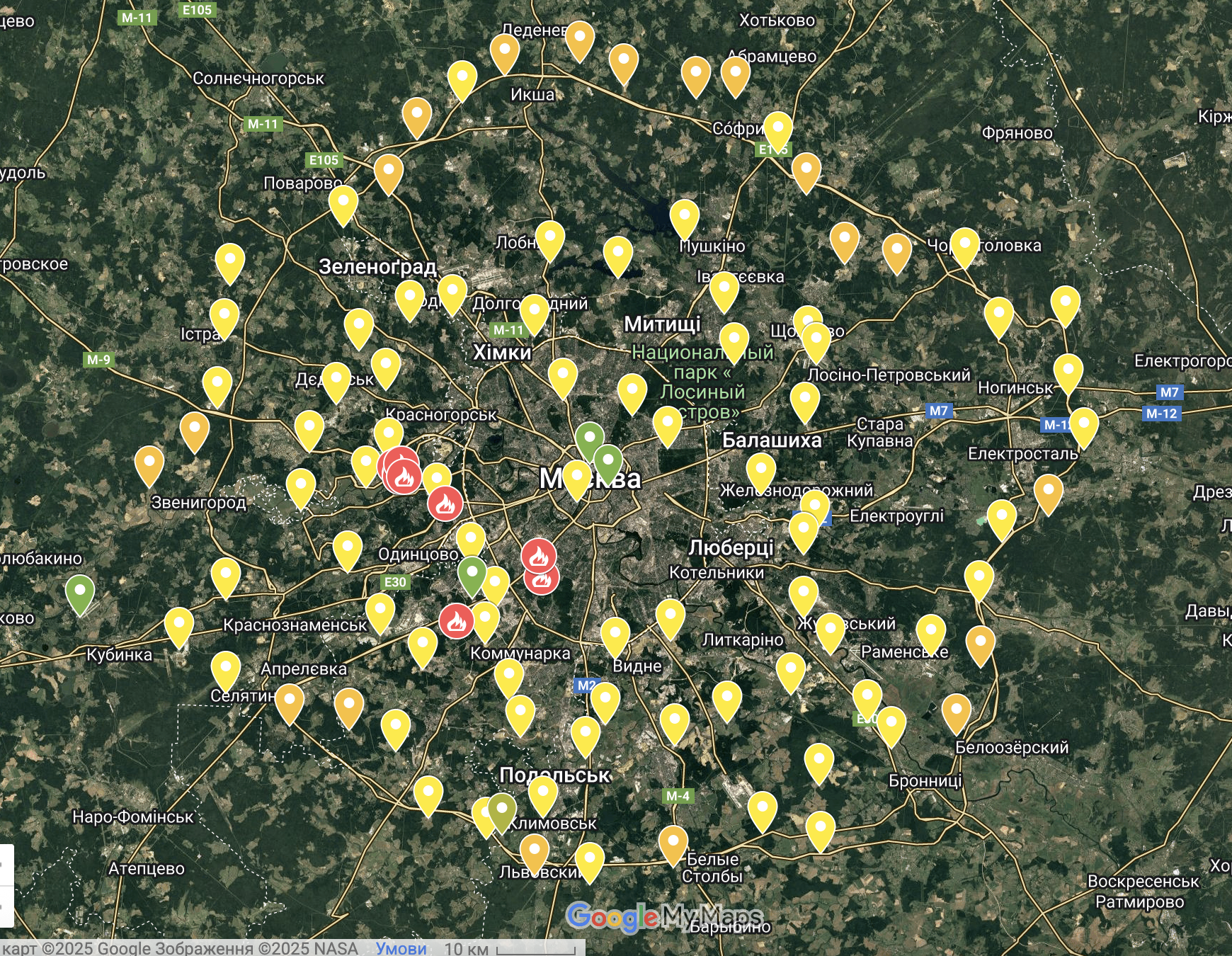 "Пять уровней защиты": в сети обнародовали карту известных позиций ПВО вокруг Москвы