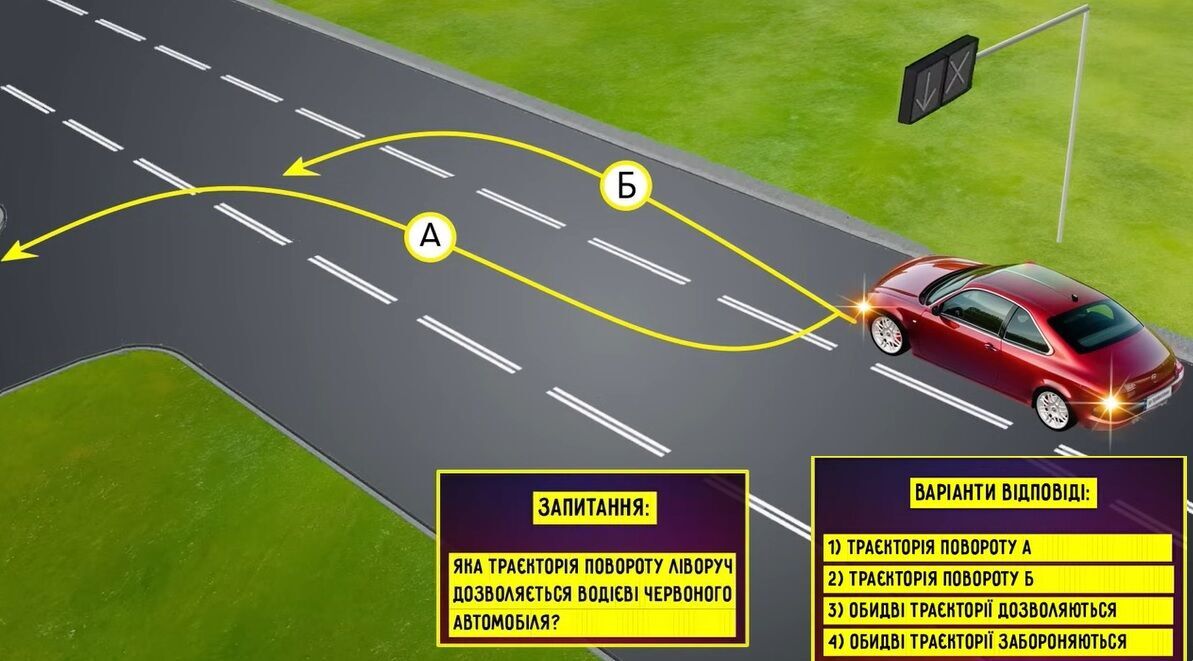 Яку траєкторію повороту ліворуч дозволено? Підступне завдання з ПДР