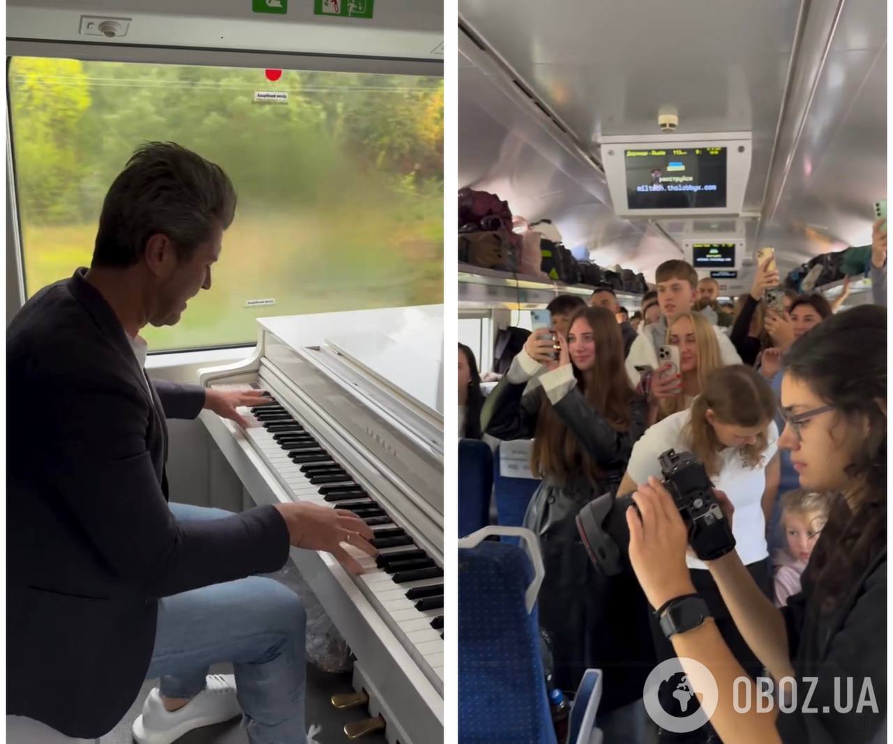Известный пианист Евгений Хмара сыграл на белом рояле прямо в поезде Киев – Львов: видео стало вирусным