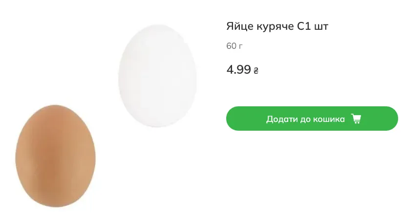 Вартість яєць у Novus