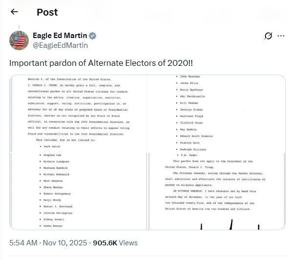 Трамп помиловал ближайших соратников, которые поддерживали его попытки сорвать выборы в 2020 году