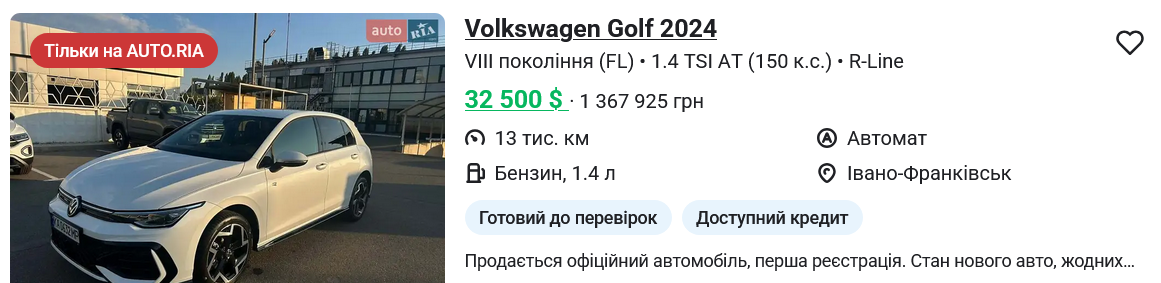 Ціни на б/в авто в Україні