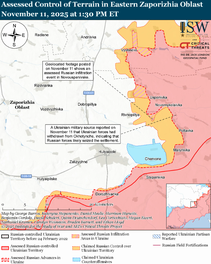 Украинские войска продвинулись вблизи Северска, оккупанты – в районе Покровска и Гуляйполя: анализ ISW