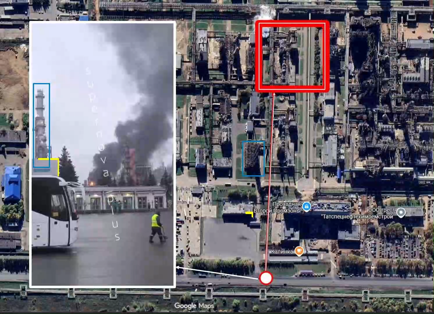 В Нижнекамске в РФ горит нефтехимический комбинат: взорвалась одна из установок первичной переработки нефти. Фото и видео