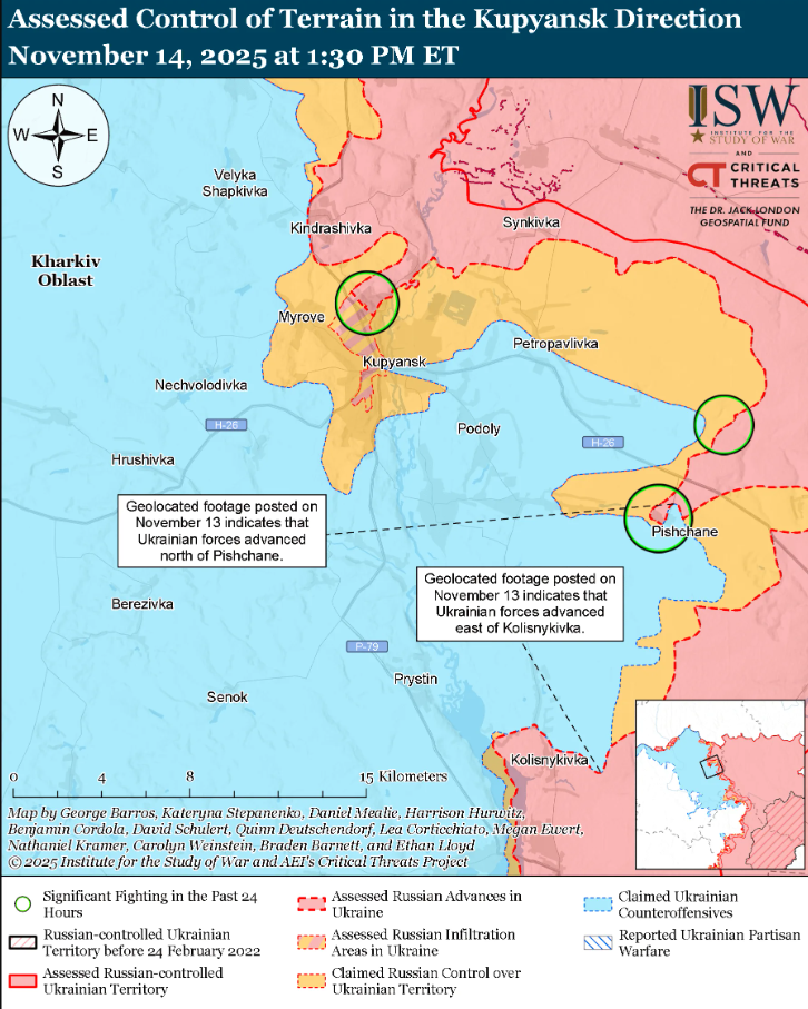 ЗСУ мають успіхи на Куп'янському напрямку, а Покровськ не став для ворога "раптовим проривом" – ISW