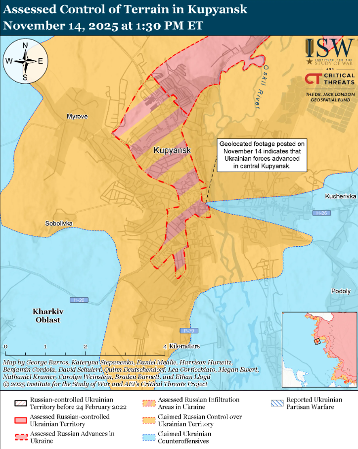 ЗСУ мають успіхи на Куп'янському напрямку, а Покровськ не став для ворога "раптовим проривом" – ISW