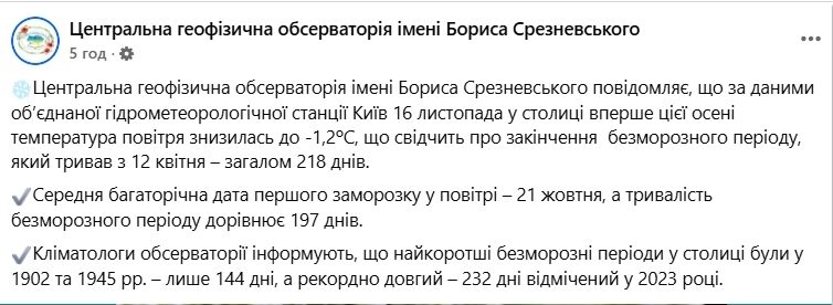 Первые признаки предзимья: прогноз погоды по Киевской области на ближайшие пять дней