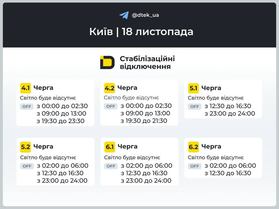 Света не будет по 10,5 часа: опубликованы графики отключений для Киева на вторник