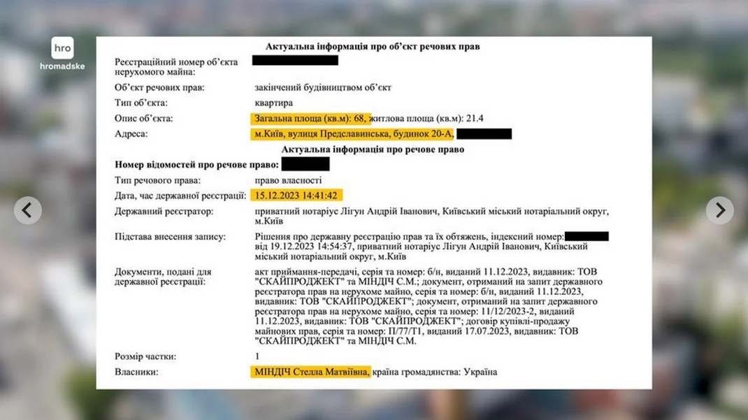 В 2023 году мать Миндича купила 2 квартиры