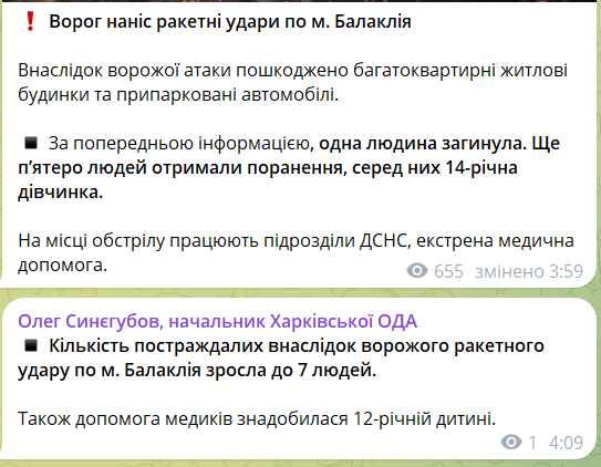 Окупанти завдали ракетних ударів по центру Балаклії: три людини загинули, серед постраждалих – діти. Фото та відео