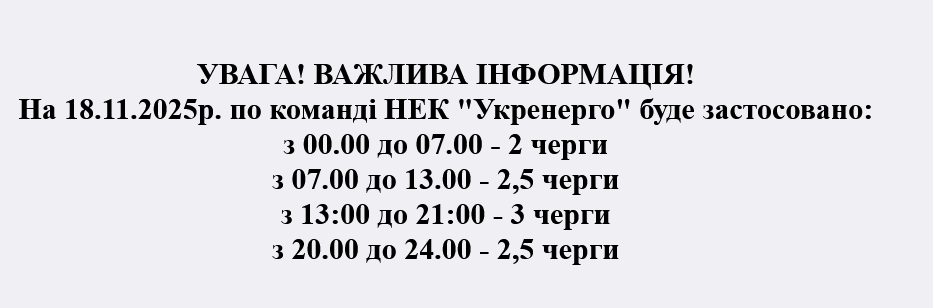 Вимкнення світла в Житомирській області сьогодні