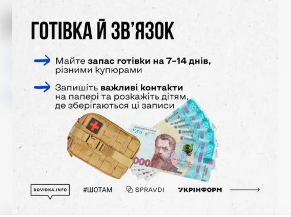 На випадок блекауту потрібно мати запас готівки