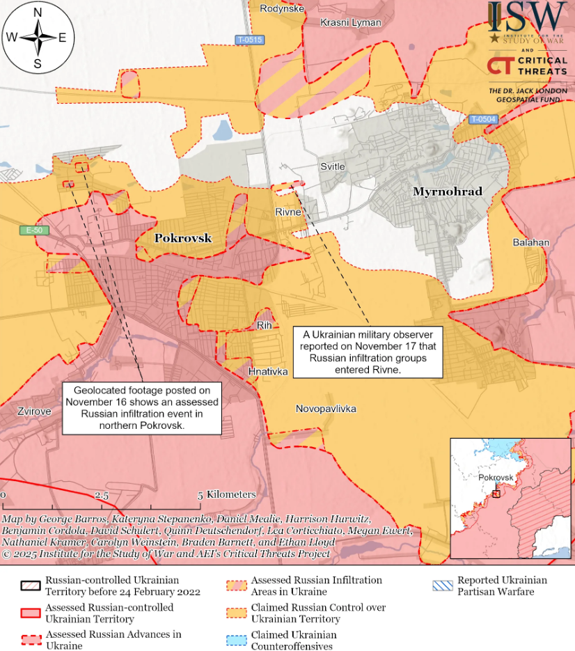 Окупанти роблять ставку на оточення Покровська і намагаються скористатися погодними умовами: в ISW оцінили ситуацію. Карта