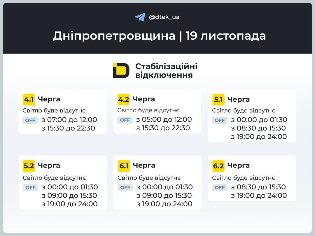 График отключения электроэнергии в Днепре и области