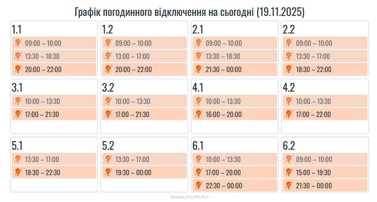 Обновленный график отключений на Прикарпатье
