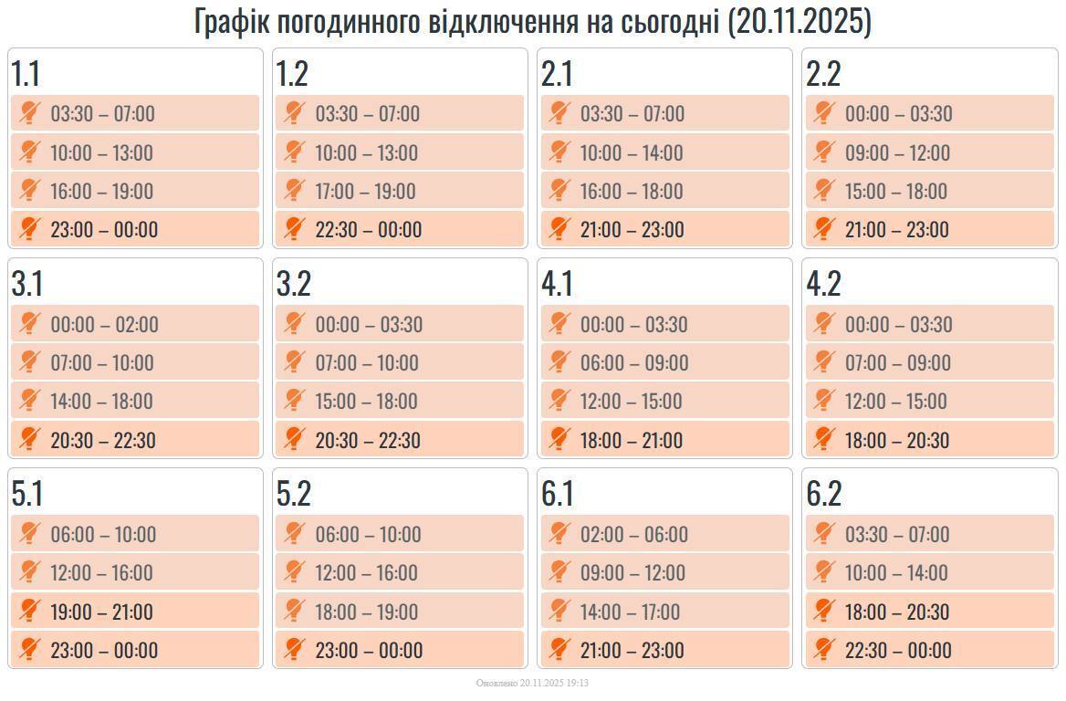 Оновлений графік відключення електроенергії на Прикарпатті