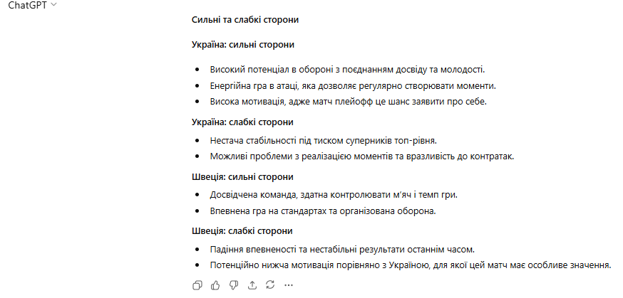 Искусственный интеллект назвал точный счёт матча Украина – Швеция в плей-офф отбора на ЧМ-2026