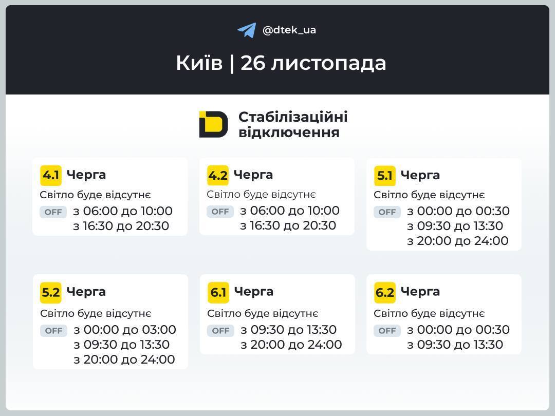 Света не будет до 11 часов: опубликованы графики отключений для Киева на среду