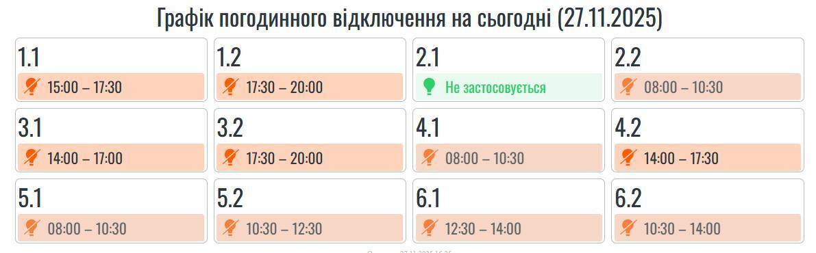 Оновлений графік відключення світла в Івано-Франківській області