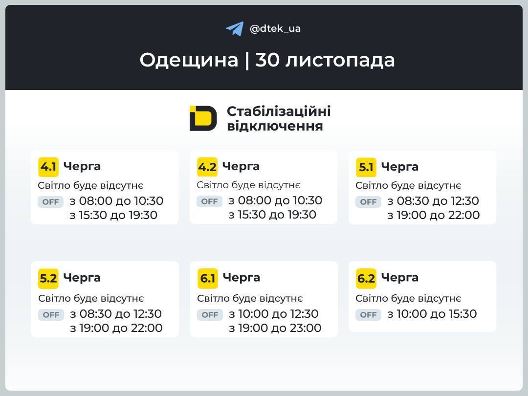 Скільки годин українці сидітимуть без світла: "Укренерго" оприлюднило графіки на 30 листопада