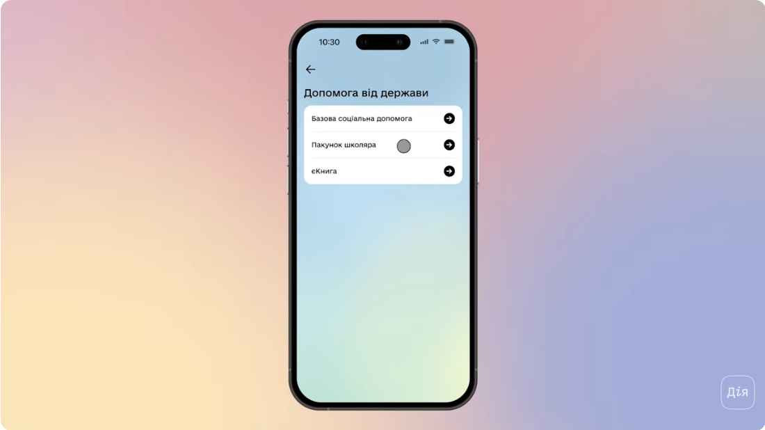 В Дії выберите: Помощь от государства – "Пакет школьника"