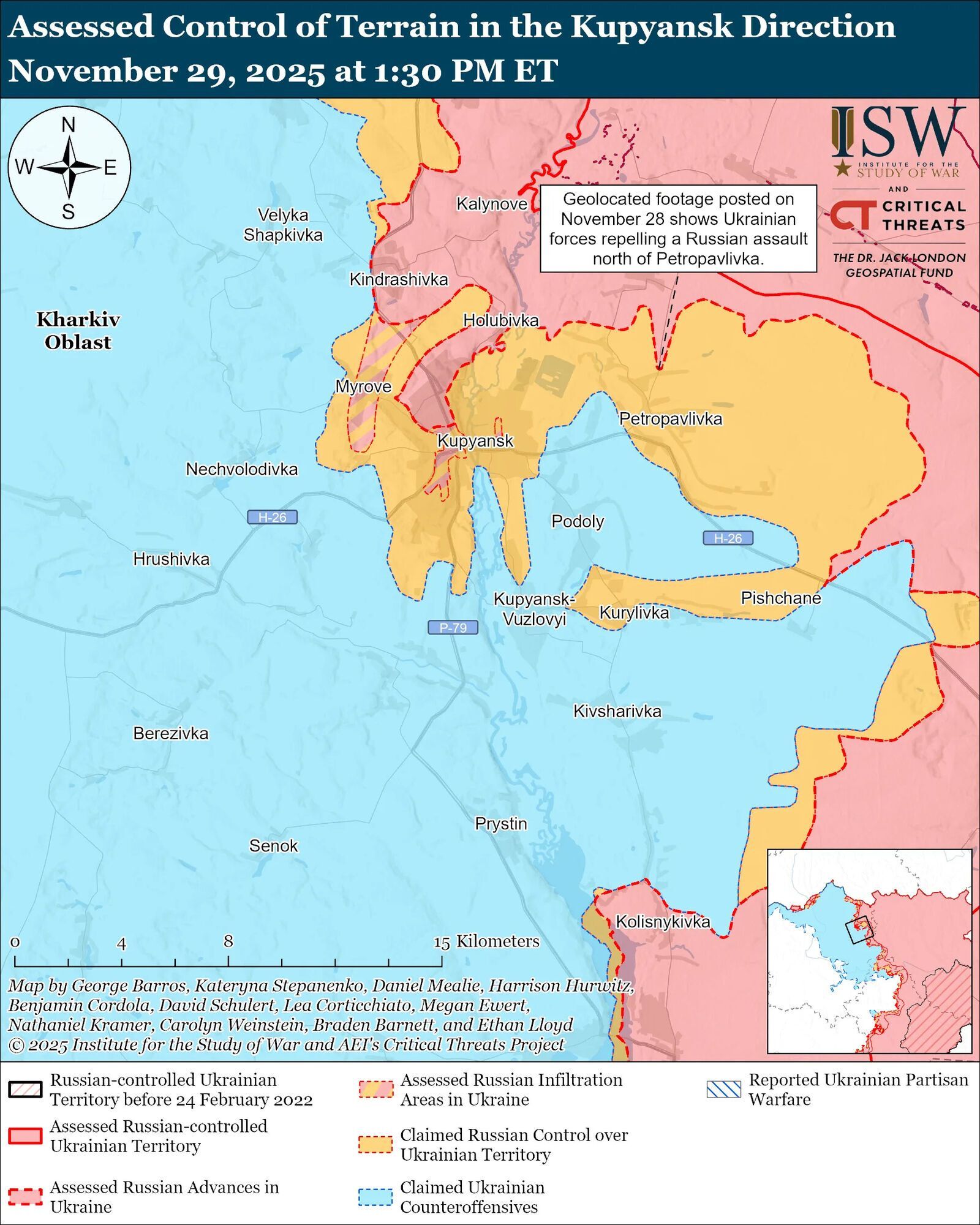 Українські війська просунулися біля Новопавлівки, окупанти в районі Костянтинівка – Дружківка та поблизу Куп'янська – ISW