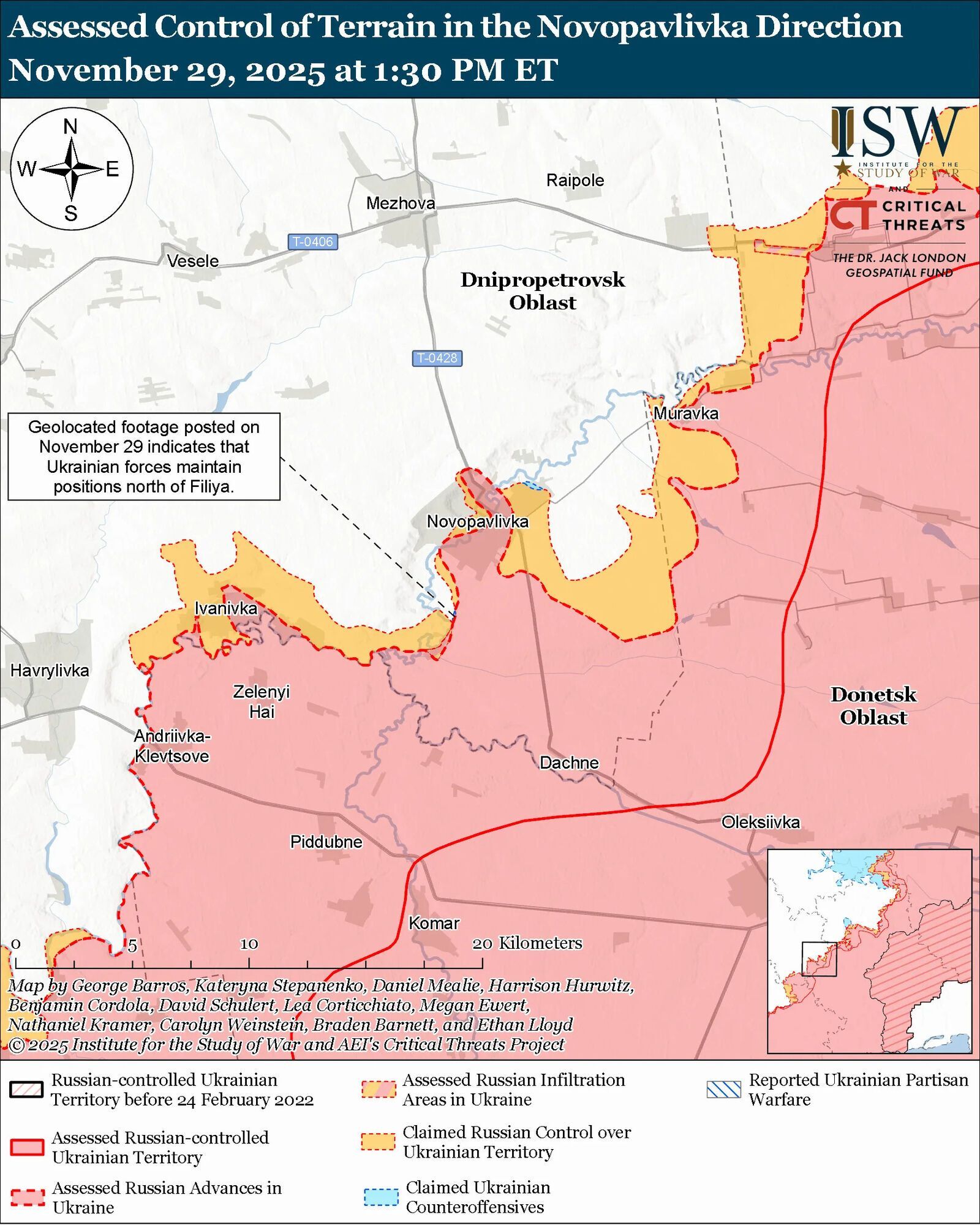 Українські війська просунулися біля Новопавлівки, окупанти в районі Костянтинівка – Дружківка та поблизу Куп'янська – ISW