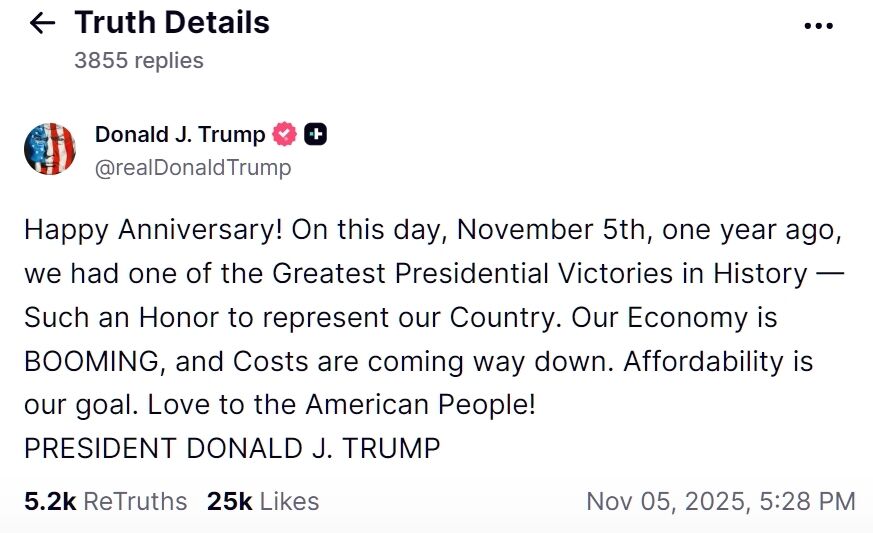 "Наша экономика процветает": Трамп поздравил американцев с годовщиной своей победы на президентских выборах