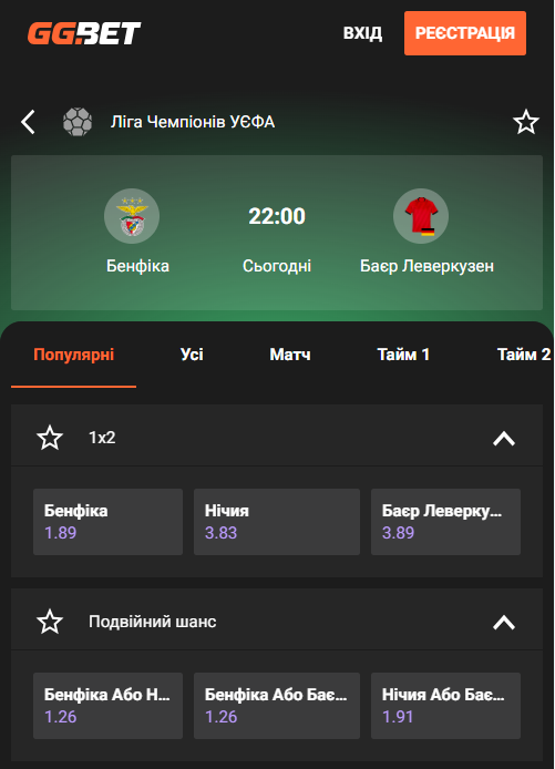 "Бенфика" – "Байер": где смотреть "украинский" матч Лиги чемпионов