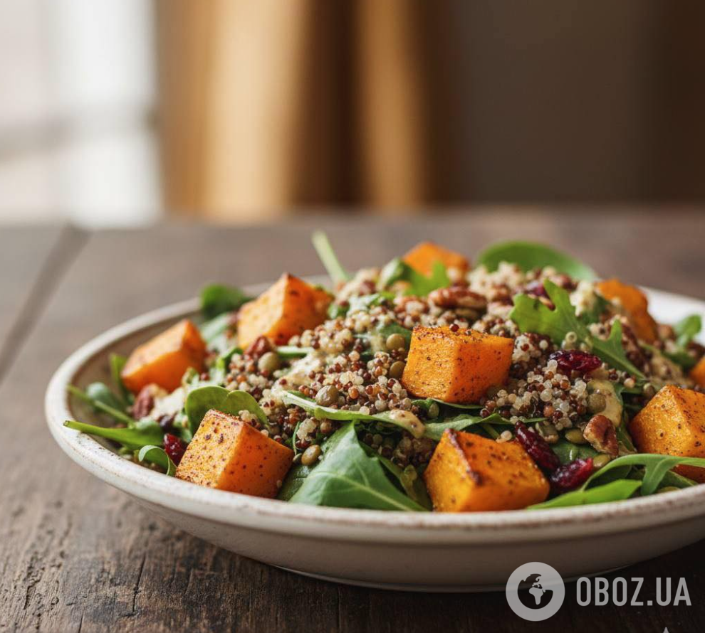 Корисний теплий салат із гарбуза та зелені: рецепт осінньої страви, яка сподобається всім