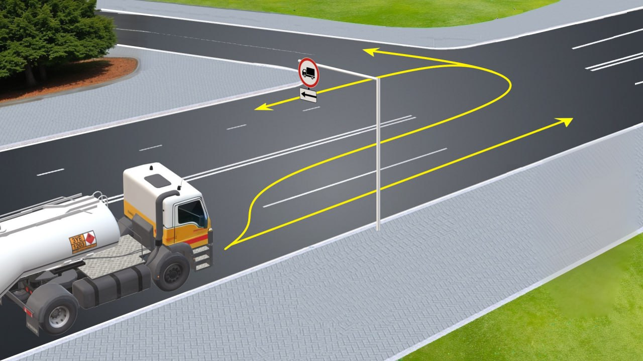 Куда разрешается проехать водителю грузовика? Задания по ПДД для внимательных