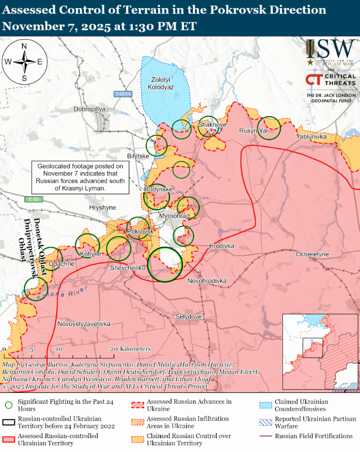 РФ расширила логистику вокруг Покровска и изменила вектор атаки на Мирноград – анализ ISW