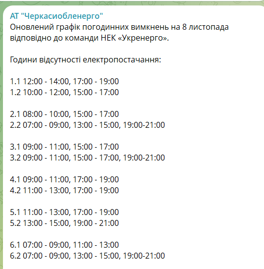 Графіки відключення