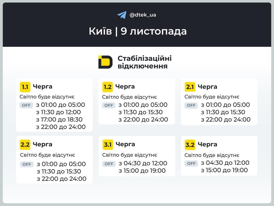 Когда будут выключать свет в Киеве