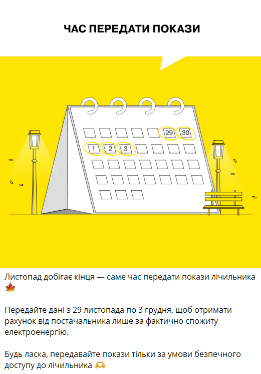 Час передачі показань