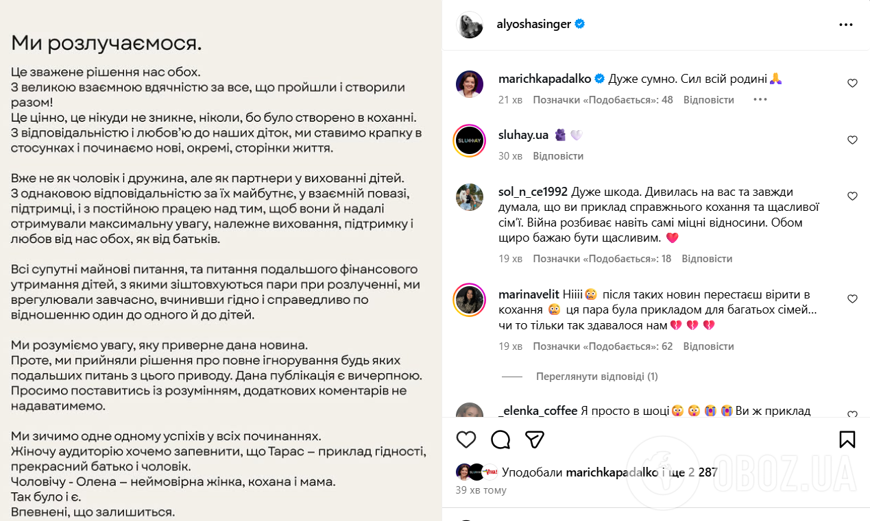 Тарас и Елена Тополя разводятся после 12 лет брака: что будет с опекой над детьми и как поделили имущество